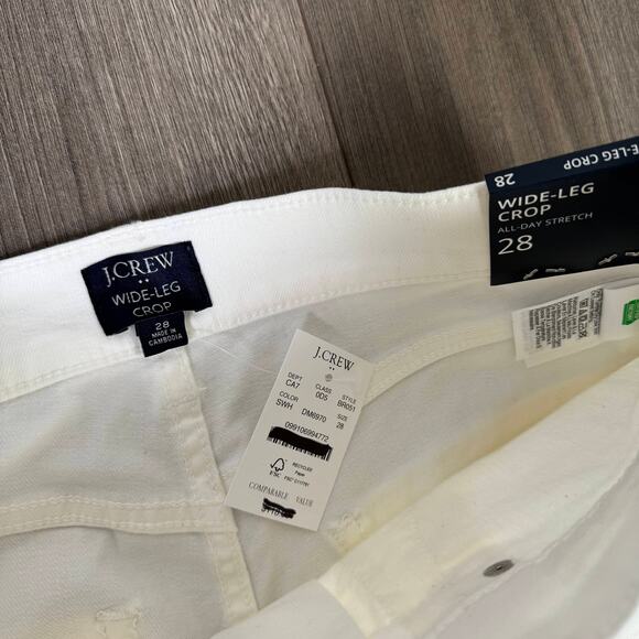 J.Crew Wide-Leg Cut Hem Jean WMNs 28 White Denim Hi-Rise Raw Hem Tall BR051 Crop - Picture 5 of 9
